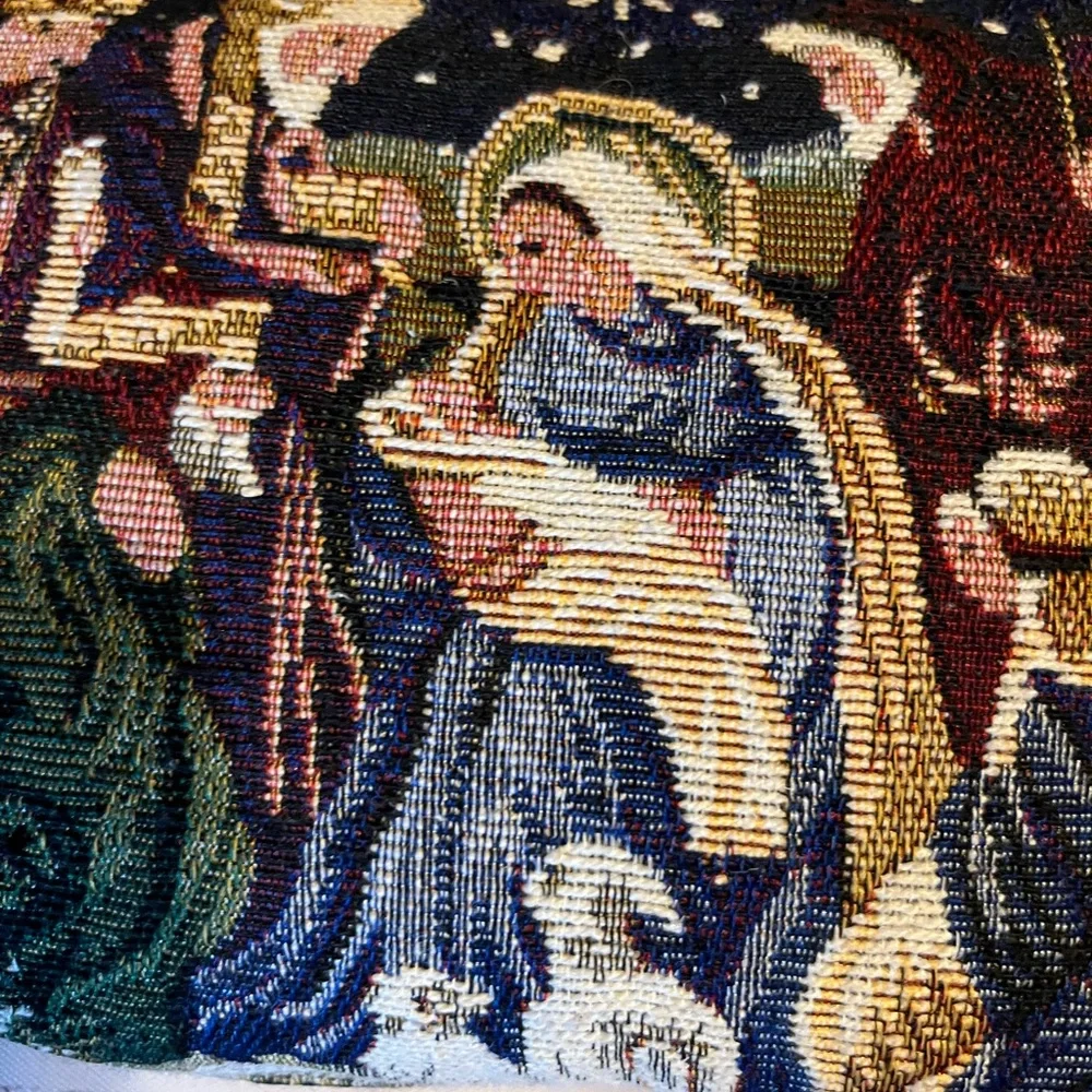 Tapestry Throw Pillows (2) Nativity Scene Mary & Baby Jesus Christmas